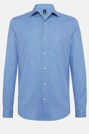 Blaues Hemd Aus Dobby-Baumwolle Regular Fit, Blau, hi-res