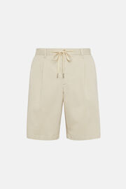 Stretch Cotton Summer Bermuda Shorts, Sand, hi-res