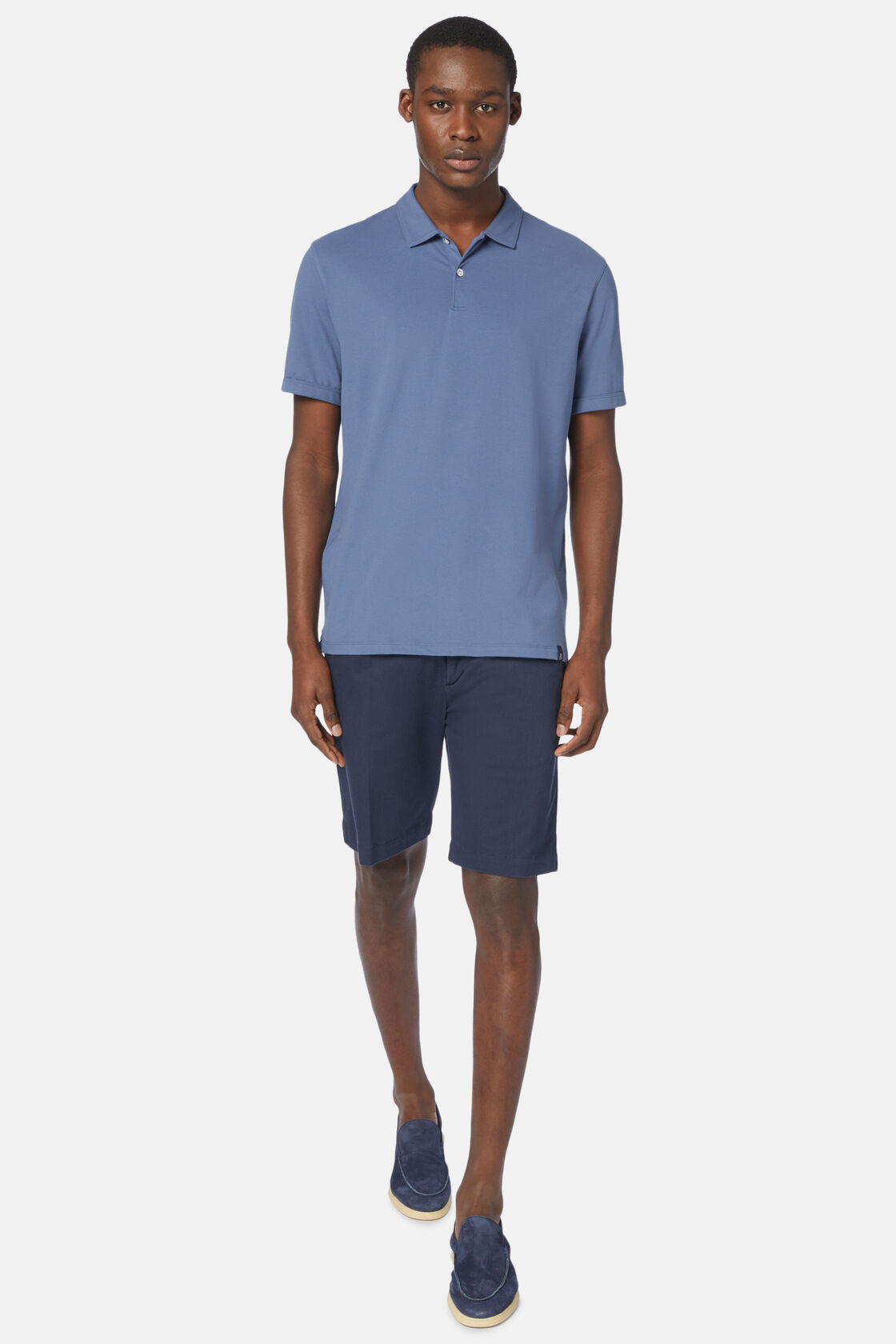 Spring Polo Shirt in Sustainable High-Performance Piqué, Air-blue, hi-res