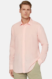 Regular Fit Pink Tencel Linen Shirt, Pink, hi-res