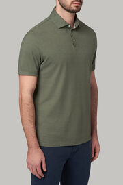 Regular fit linen cotton jersey polo shirt, Military Green, hi-res