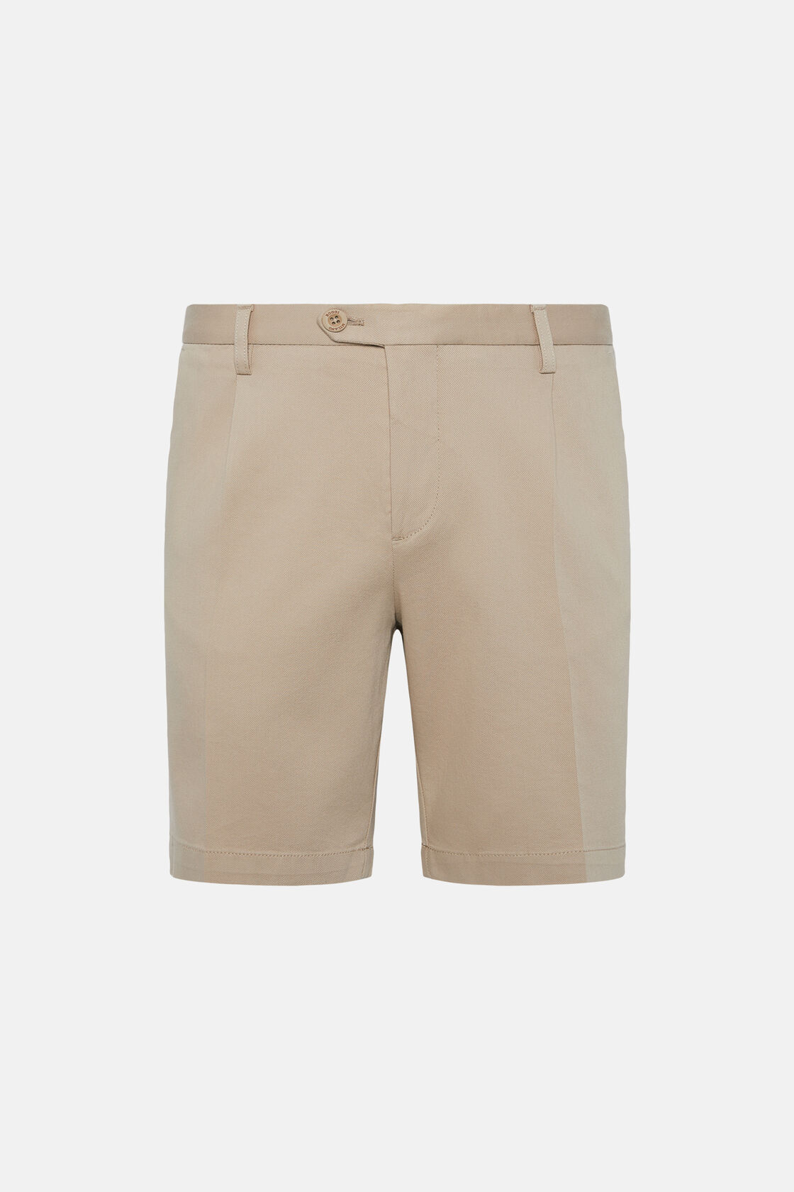 Stretch Cotton and Tencel Bermuda Shorts, Beige, hi-res