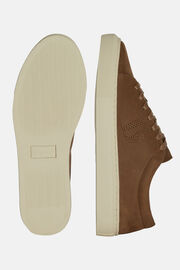 Beige Leather Trainers with Logo, TAUPE, hi-res