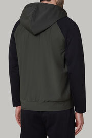 Full zip sweatshirt in washable wool and interlock, Black, hi-res