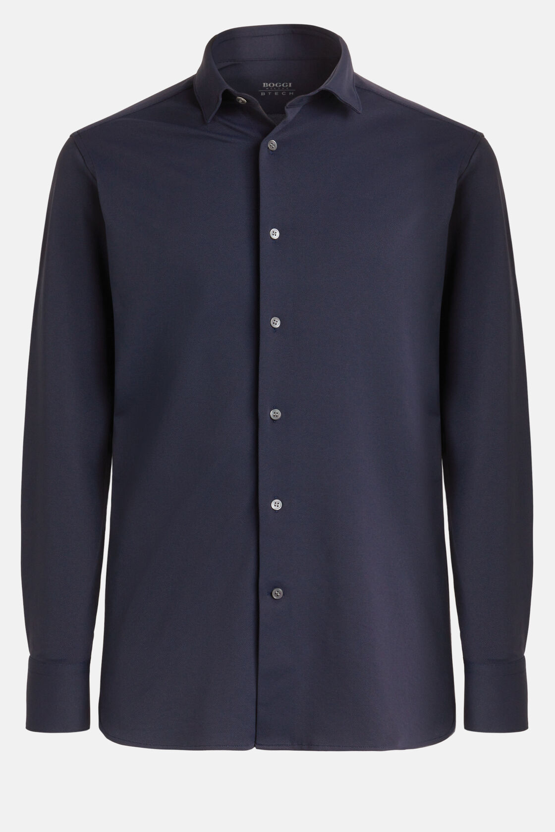 Poloshirt Aus Nylon-Piqué-Stretch Slim, Navy blau, hi-res