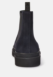 Suede leather ankle boots, Navy blue, hi-res
