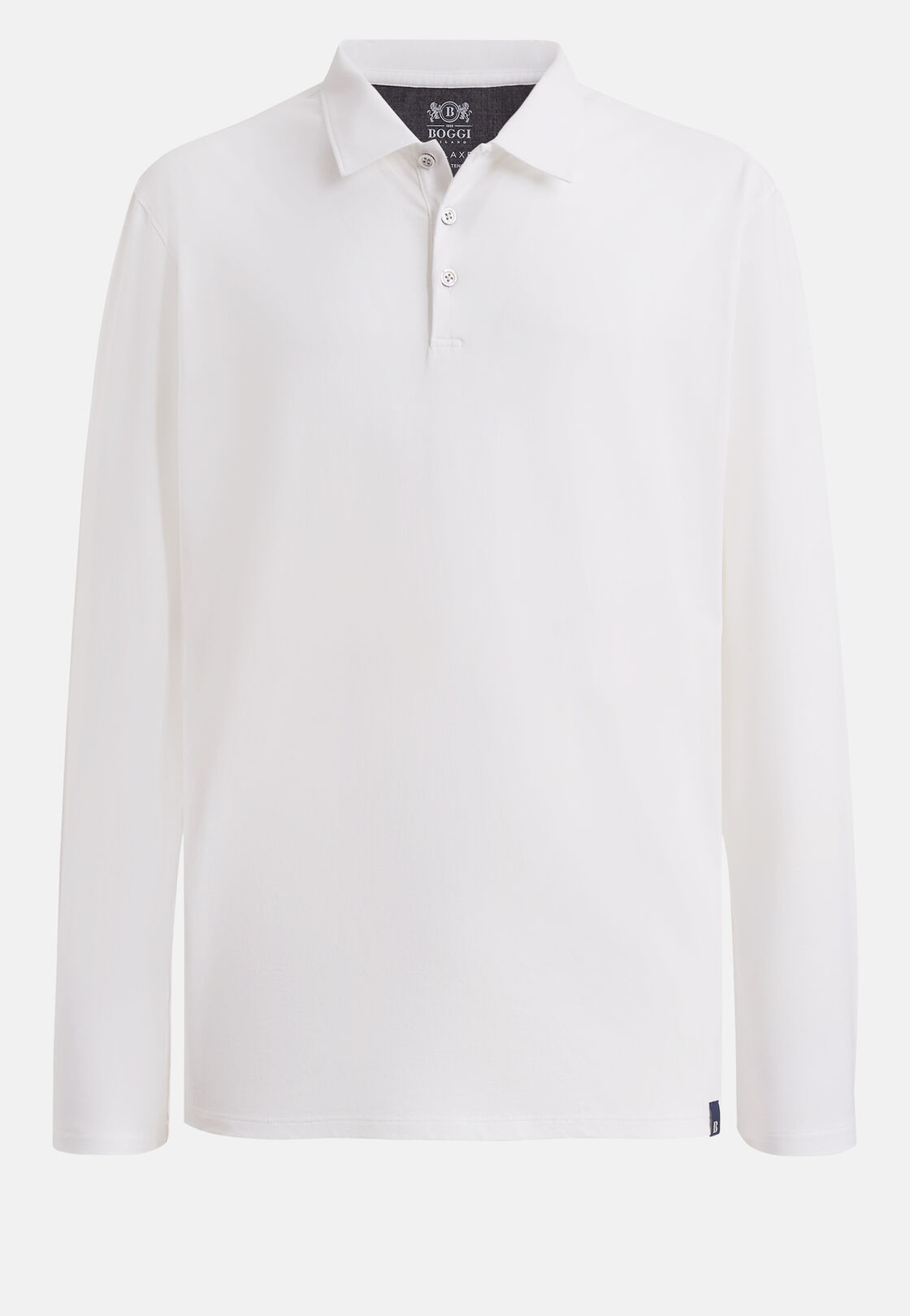 Poloshirt aus baumwolle und tencel regular fit lange ärmel, Weiß, hi-res