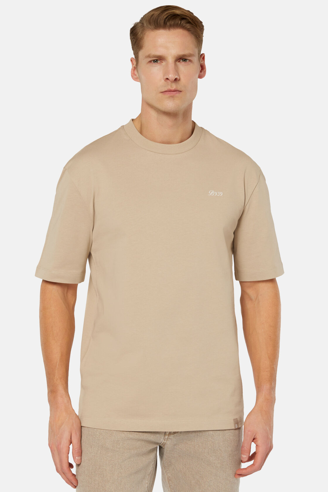 Κοντομάνικο μπλουζάκι από οργανικό βαμβάκι, Beige, hi-res