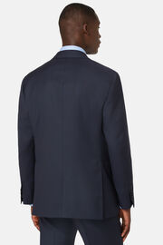 Marineblauw jasje van wollen stof met ingeweven microtextuur-patroon, Navy blue, hi-res