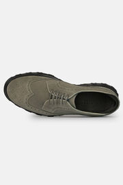 Suede Leather Brogue Derby Shoes, Taupe, hi-res