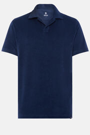Camisa Polo em Algodão/Nylon, Navy blue, hi-res