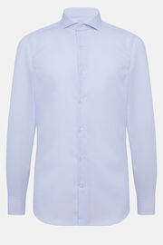 Σιέλ καρό βαμβακερό πουκάμισο κανονικής εφαρμογής, Light Blue, hi-res