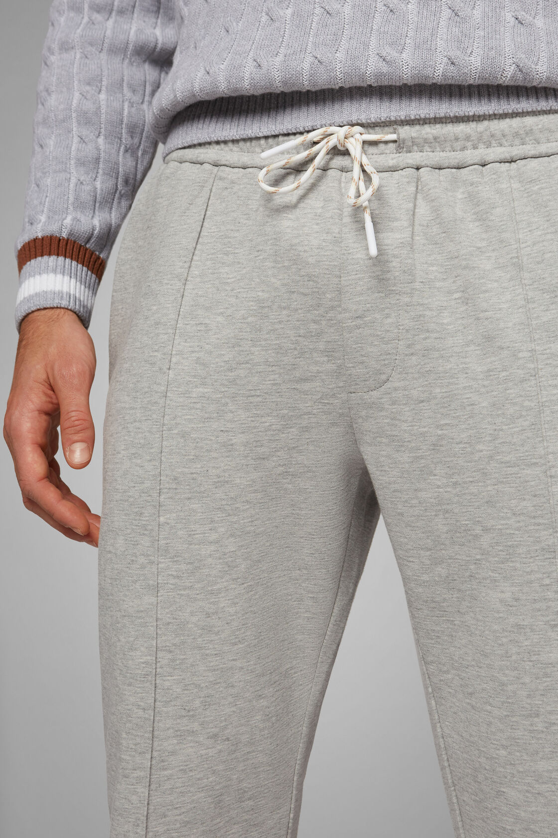 Men's Grey Stretch Cotton Joggers | Boggi Milano