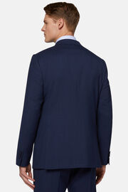 Niebieski garnitur z czystej wełny z drobnym wzorem, Blue, hi-res