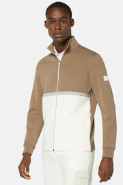 Full Zip Sweatshirt In Recycled Light Scuba, Brown, hi-res