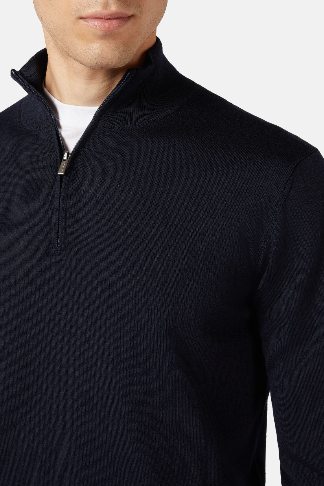 Men's Brown Merino Wool HalfZip Jumper Boggi Milano