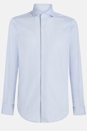 Slim Fit Sky Blue Stretch Cotton and Nylon Shirt, , hi-res