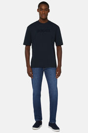 T-Shirt Aus Baumwolle, Navy blau, hi-res