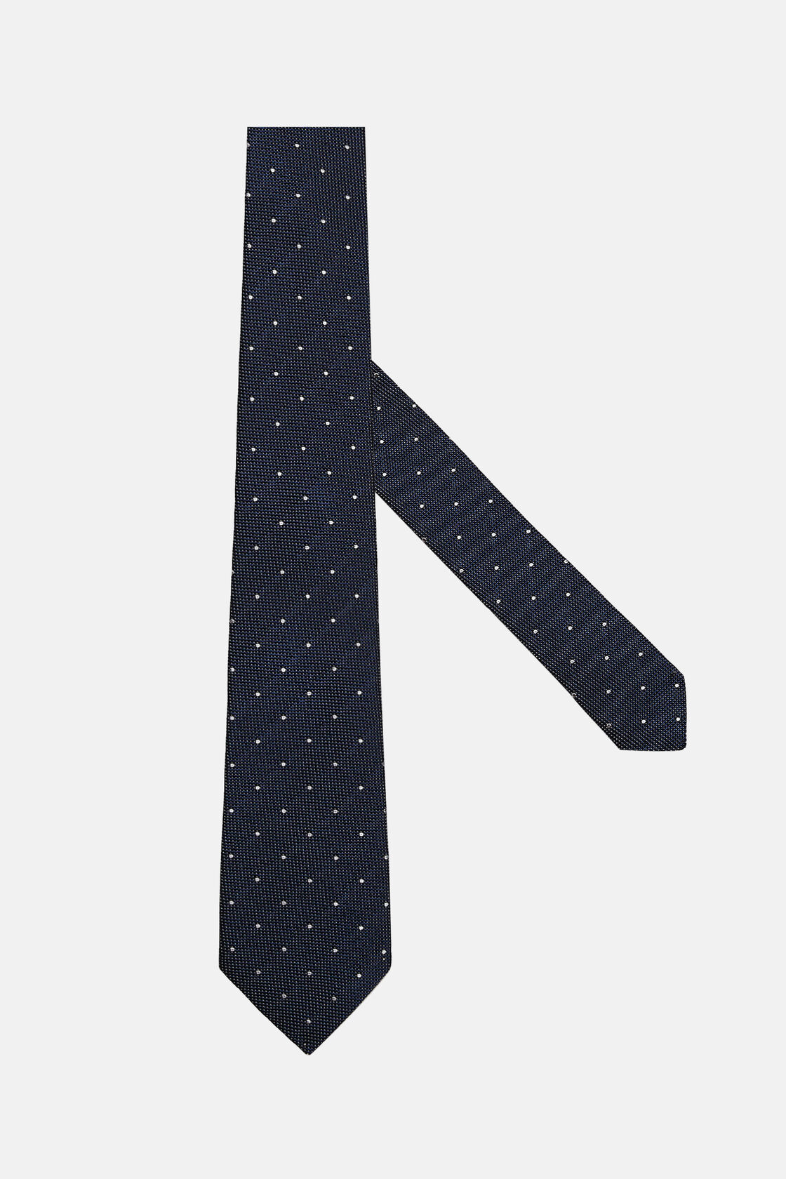 Jedwabny krawat w kropki, Navy blue, hi-res