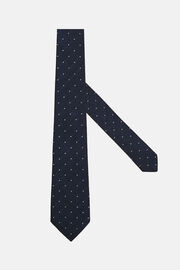 Zijden stropdas met stippen, Navy blue, hi-res