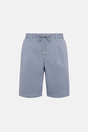 Stretch Cotton Summer Bermuda Shorts, Light Blue, hi-res