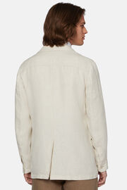 Cream Safari Jacket In Pure Linen, Cream, hi-res