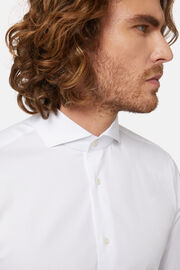 Camisa de algodão/nylon elástico branca com ajuste slim, White, hi-res