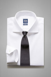 White slim fit stretch cotton shirt, White, hi-res