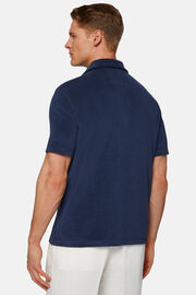 Poloshirt van katoen/nylon, Navy blue, hi-res