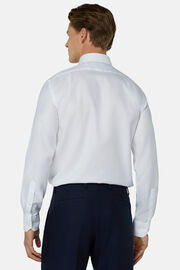 Regular Fit White Cotton Dobby Shirt, White, hi-res