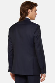 Donkerblauw pak van zuiver wol met micropatroon, Navy blue, hi-res