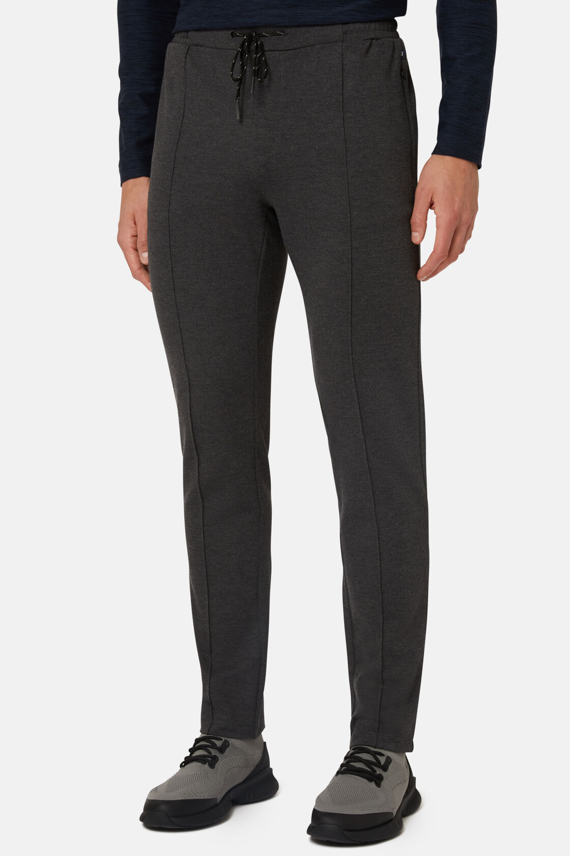 Stretch Interlock Technical Fabric Trousers, Charcoal, hi-res