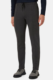 Stretch Interlock Technical Fabric Trousers, Charcoal, hi-res