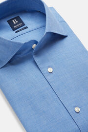 Blue Regular Fit Cotton Dobby Shirt, Medium Blue, hi-res