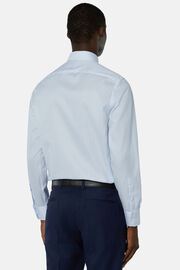 Hemd Mit Azurblauen Streifen Aus Dobby-Baumwole Slim Fit, Hellblau, hi-res