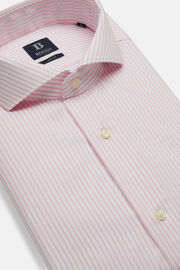 Camisa de Sarja de Algodão às Riscas Rosa Slim Fit, Pink, hi-res