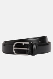 Saddle-stitched Leather Belt, Black, hi-res
