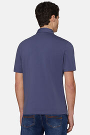 Poloshirt in stretch supima katoen, Medium Blue, hi-res