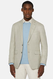 Beige Jacket In Wool, Silk And Linen, Beige, hi-res