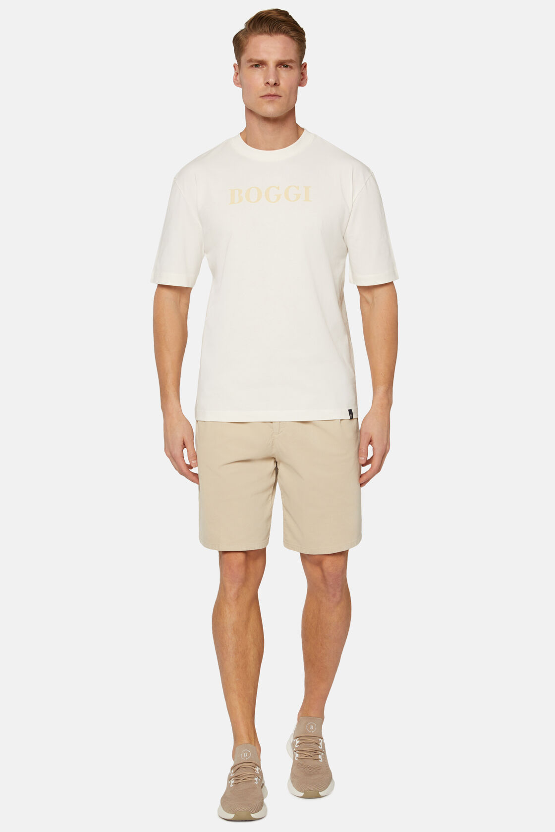 Ultra Light Cotton Velour Bermuda Shorts, Beige, hi-res