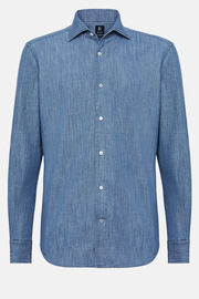 Βαμβακερό τζιν πουκάμισο κανονικής εφαρμογής, Indigo, hi-res