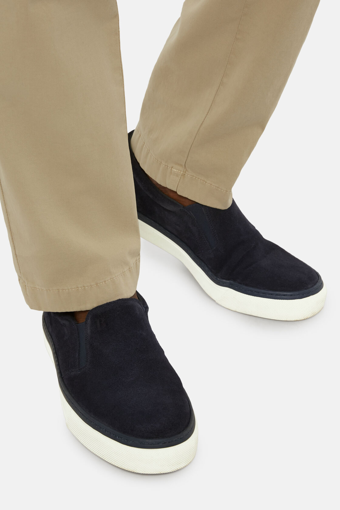 Navy Slip-Ons in Suede Leather, Navy blue, hi-res