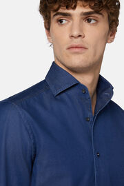 Camisa de ganga de algodão de ajuste regular, Blue, hi-res