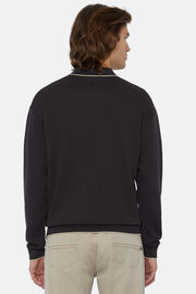 Czarny sweter z bawełny z kołnierzem typu kielich, Black, hi-res
