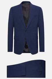 Granatowy garnitur w kratę księcia Walii z wełny super 130, Navy blue, hi-res