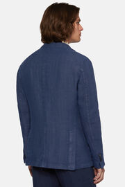 Marineblauw jasje in zuiver linnen, Navy blue, hi-res