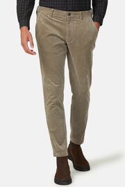 Stretch corduroy and modal trousers, Mud, hi-res