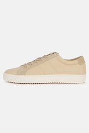 Beige Canvas and Suede Trainers, Beige, hi-res