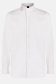 Camicia bianca in pin point di cotone slim fit, Bianco, hi-res