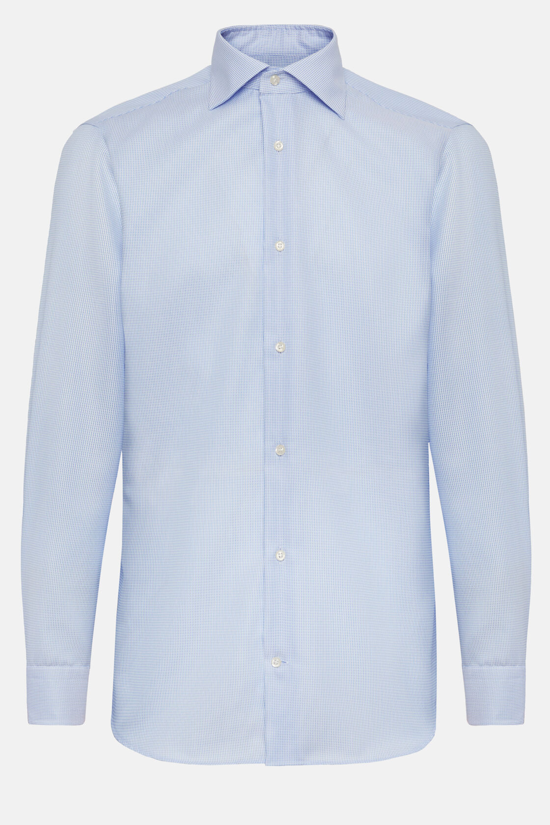Slim Fit Sky Blue Dobby Cotton Shirt, Light Blue, hi-res